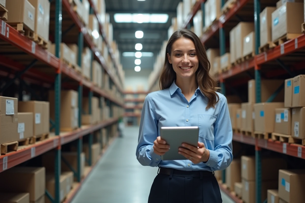 Jeune femme gestionnaire auto parts dans l