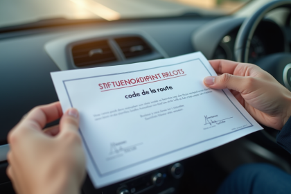Mains tenant un certificat de code de la route en lumière douce