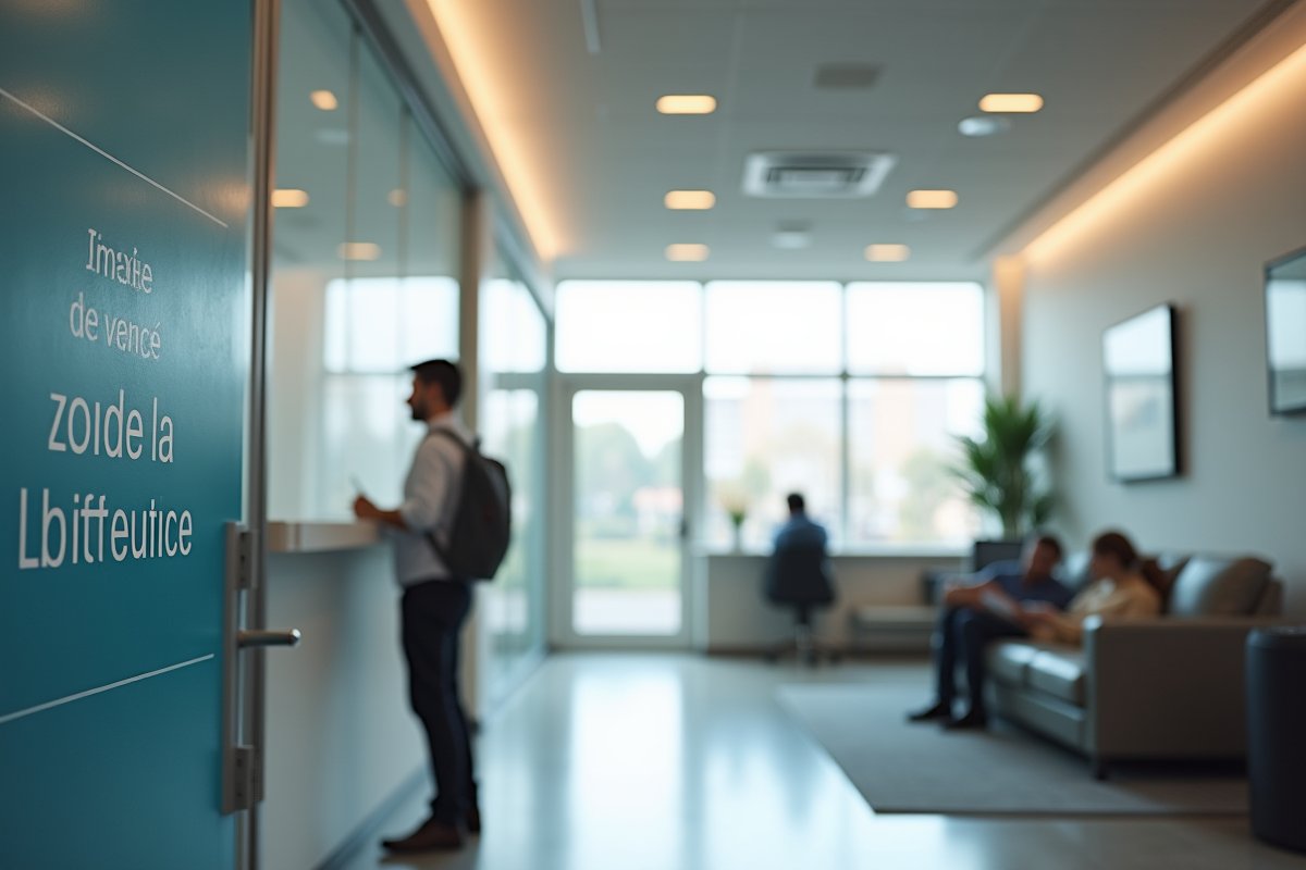 Personne remplissant un formulaire dans un bureau administratif lumineux