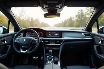 Intérieur de la Peugeot 508 PSE avec tableau de bord avancé