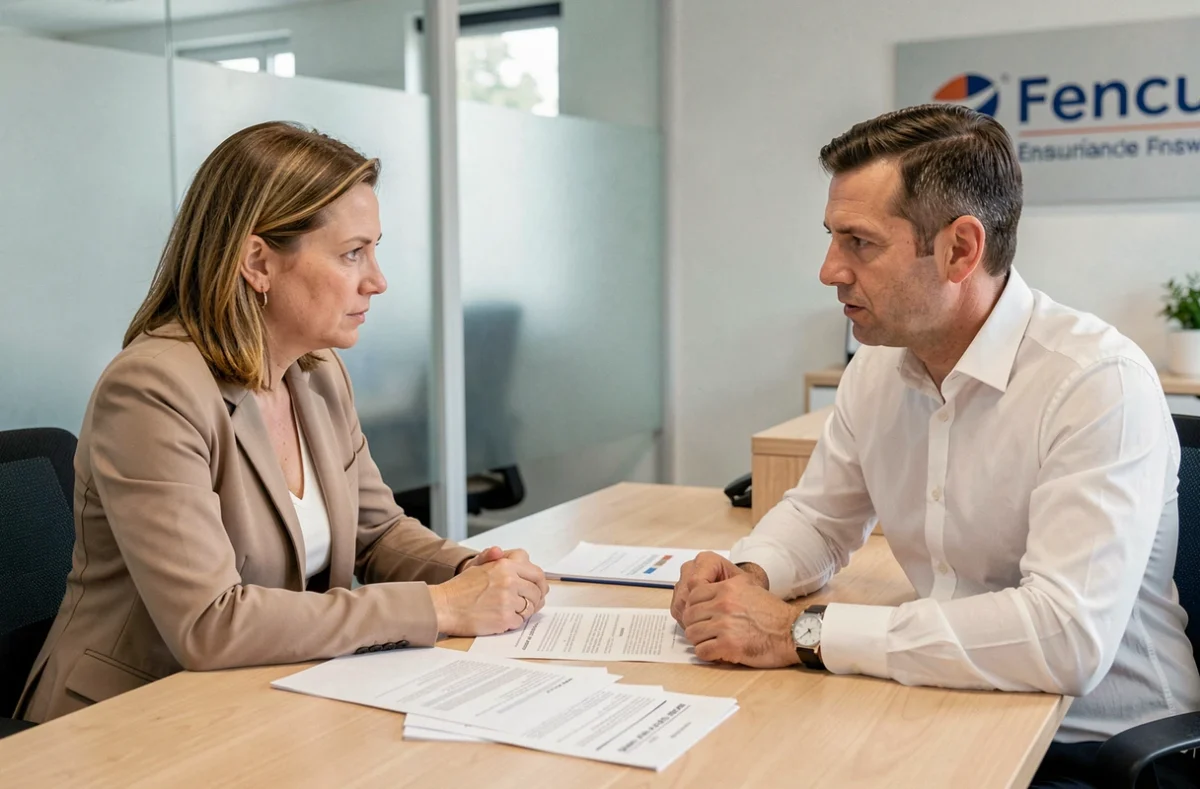 Femme en rendez-vous avec un conseiller en assurance auto pour changer de contrat en cours d'année